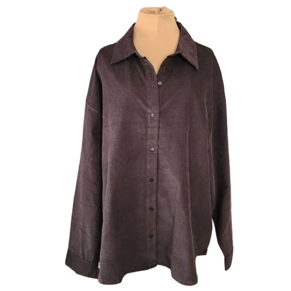 Calvin Klein Jeans Brown Corduroy Button-Down Shirt Women's XL Oversized NWT